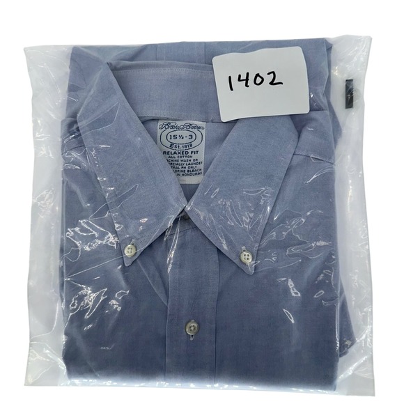 Brooks Brothers Relaxed Fit Button Down Shirt Men's 15 1/2 3 Blue Cotton - Picture 7 of 7